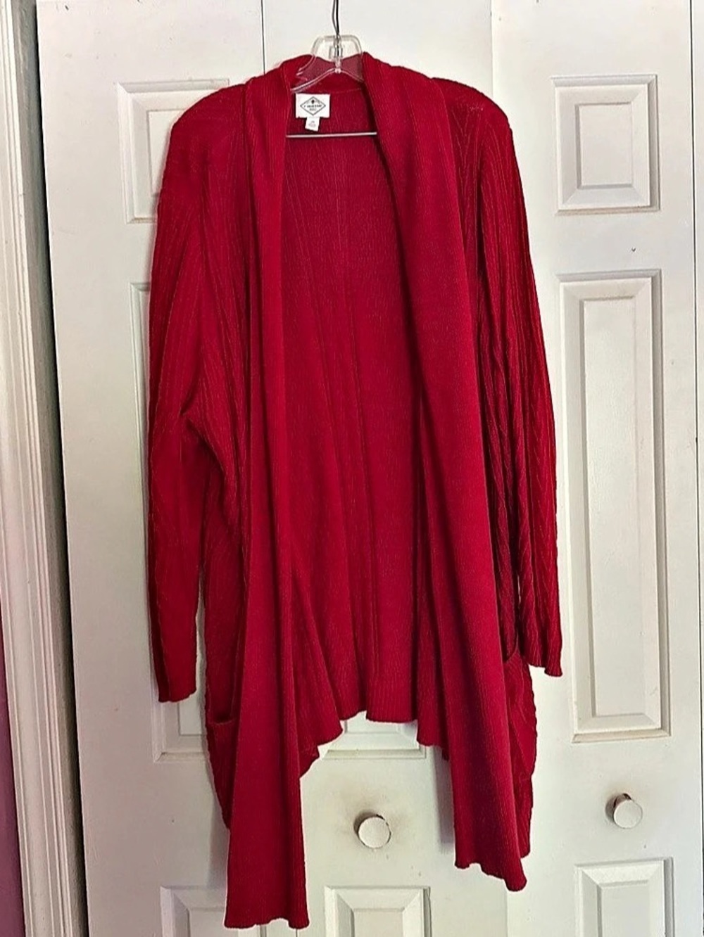 St. John's Bay Red Cotton Cardigan With Pockets Size 2X Like New